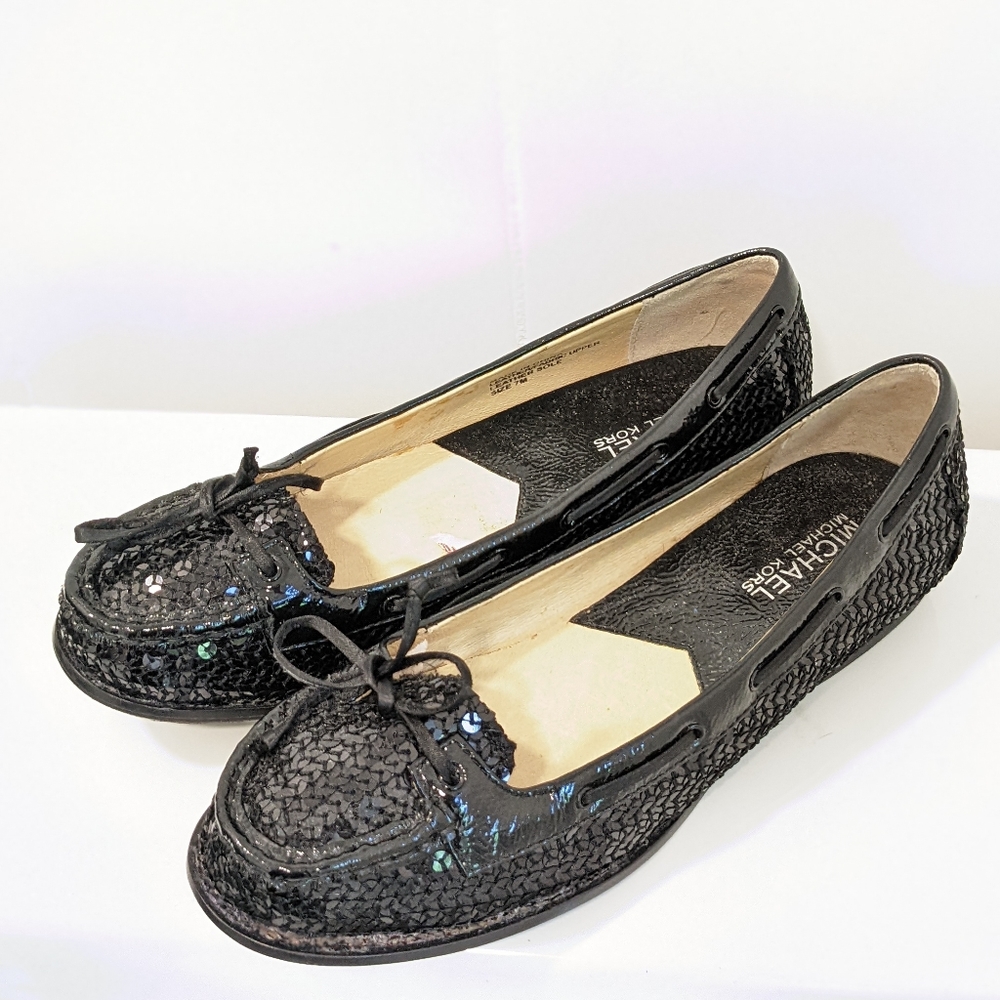 Michael kors leather and sequin loafers